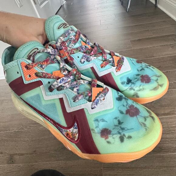 Nike x Mimi Plange LeBron 18 Low "Daughters" Sneakers Roses Teal Mens Sz 8.5 - Picture 8 of 16